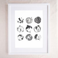 Animal Checkmate - Monochrome Creatures Art Print