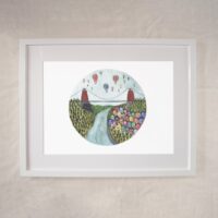 Bristol Suspension Bridge Roundscape - Rainbow Hot Air Balloon Art Print