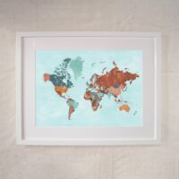Map of the World - Illustrated Countries Art Print