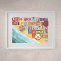 Sunbathers - Sun, Sea, and Sand Beach Art Print
