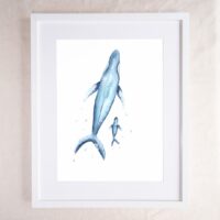 Barnacle Laden Whales - Mother and Baby Art Print