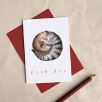 Love You - Cuddling Cats Greetings Card