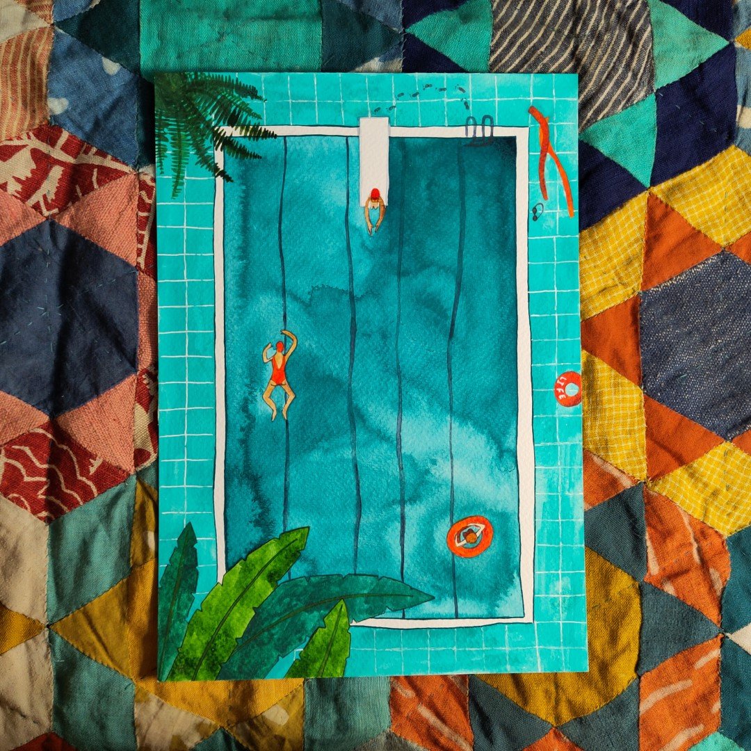 Swimming Pool - A4 Original Watercolour Painting