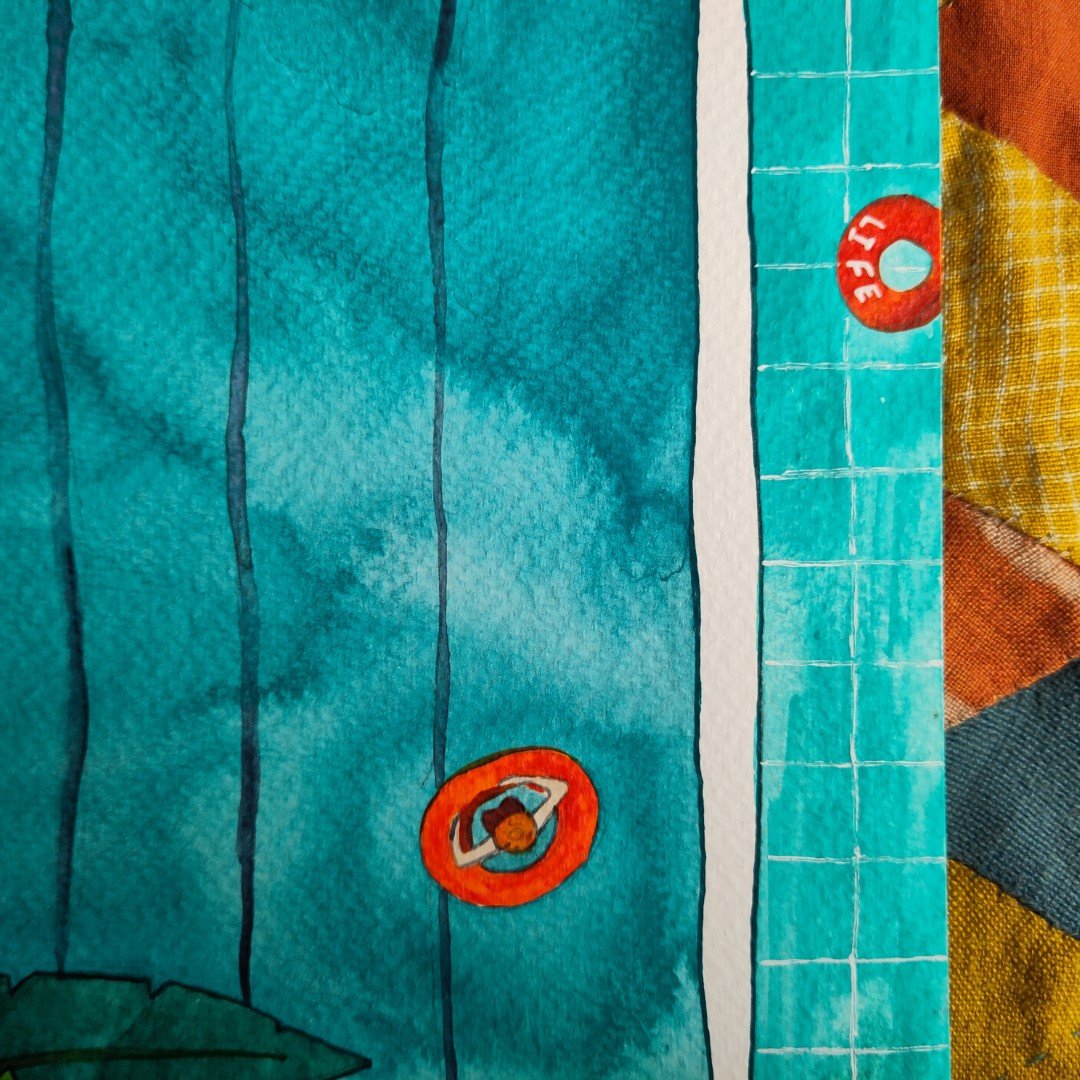 Swimming Pool - A4 Original Watercolour Painting - Image 3