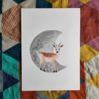 Deer Moon - A5 Original Watercolour Painting