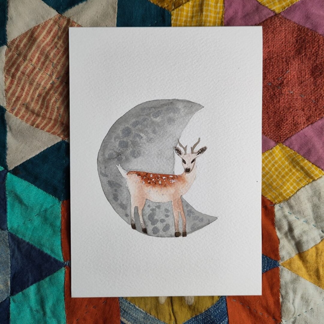 Deer Moon - A5 Original Watercolour Painting
