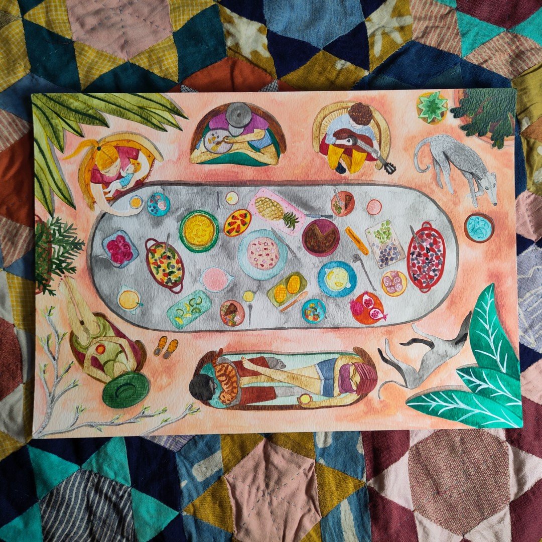 Feast Alfresco - A3 Original Watercolour Painting
