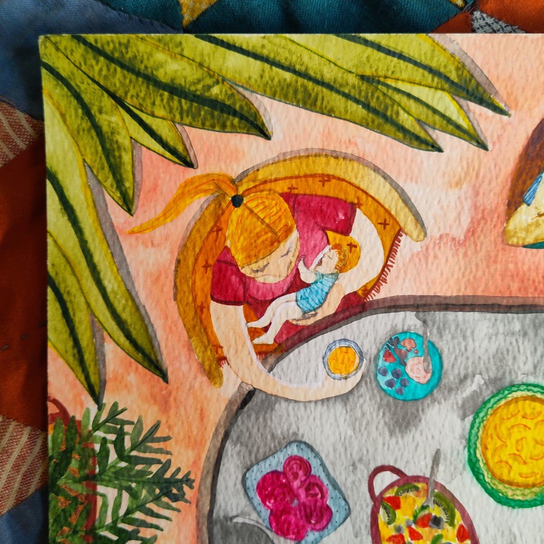 Feast Alfresco - A3 Original Watercolour Painting - Image 3