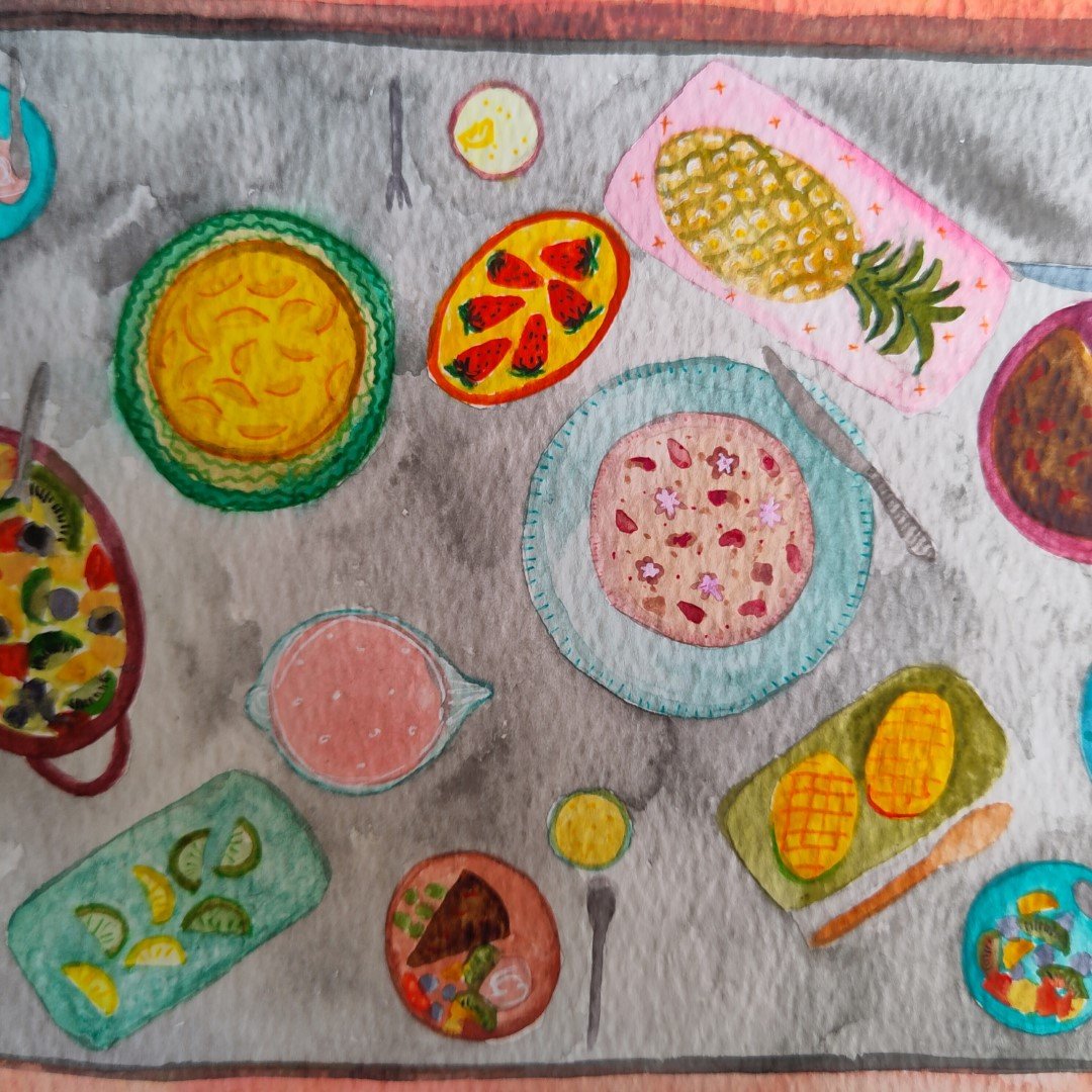 Feast Alfresco - A3 Original Watercolour Painting - Image 7